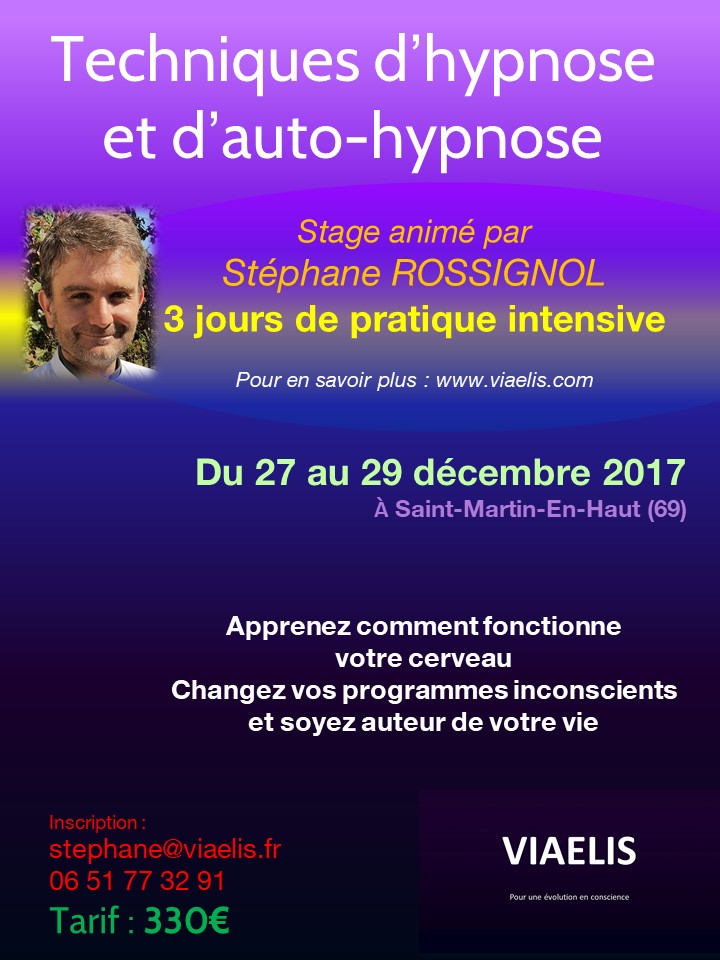 Stage Hypnose et Auto-Hypnose du 27 au 29 décembre 2017